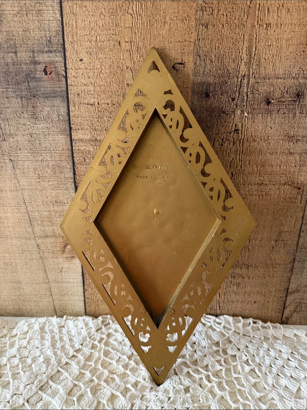 VTG MCM Hollywood Regency Diamond Shaped Wall Plaque